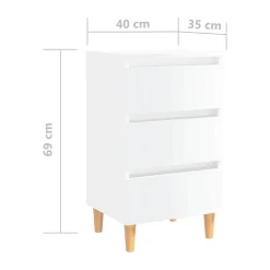 Mesita de noche Ollie 3 cajones 69x40x35 cm