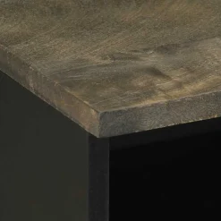 Mesita de noche Quiastolita 1 cajón + compartimento madera de mango negro 46x40x33 cm