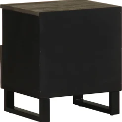 Mesita de noche Quiastolita 1 cajón + compartimento madera de mango negro 46x40x33 cm