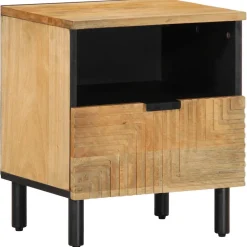 Mesita de noche Reinita 1 cajón + compartimento madera maciza natural 46x40x33 cm