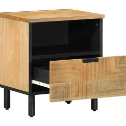 Mesita de noche Reinita 1 cajón + compartimento madera maciza natural 46x40x33 cm