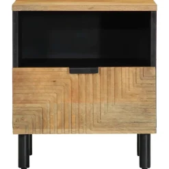 Mesita de noche Reinita 1 cajón + compartimento madera maciza natural 46x40x33 cm