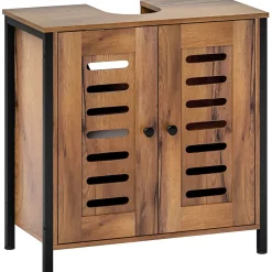 Mesita de noche Sink Homcom 2 estantes marrón 60x60x30 cm