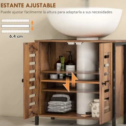 Mesita de noche Sink Homcom 2 estantes marrón 60x60x30 cm