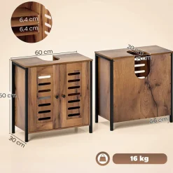 Mesita de noche Sink Homcom 2 estantes marrón 60x60x30 cm