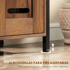 Mesita de noche Sink Homcom 2 estantes marrón 60x60x30 cm