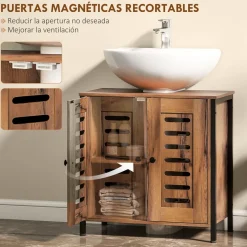 Mesita de noche Sink Homcom 2 estantes marrón 60x60x30 cm