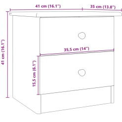 Mesita de noche Tini 2 cajones madera maciza de pino 41x41x35 cm
