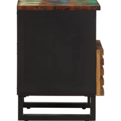 Mesita de noche Yuca 1 cajón + compartimento madera reciclada multicolor 46x40x34 cm