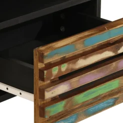 Mesita de noche Yuca 1 cajón + compartimento madera reciclada multicolor 46x40x34 cm