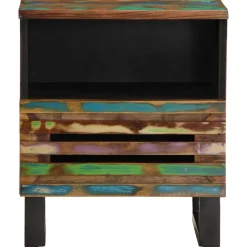 Mesita de noche Yuca 1 cajón + compartimento madera reciclada multicolor 46x40x34 cm