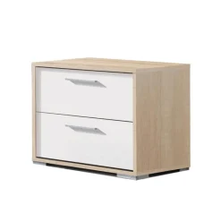 Mesita de noche Zoko 2 cajones cambria/blanco 44x43x35 cm