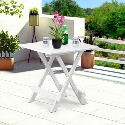 Mesita de terraza Adige resina plegable blanco 50x44x44 cm
