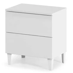 Mesita Diva 2 cajones blanco brillo 49x50x34 cm