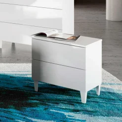 Mesita Diva 2 cajones blanco brillo 49x50x34 cm