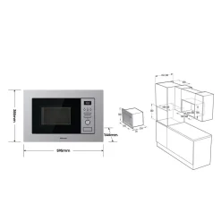 Microondas integrable Hisense BIM320G41X 1000W 20L 15 programas + Grill inox