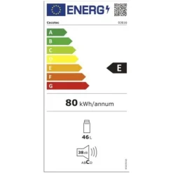 Minibar Cecotec GrandCooler SilentCompress 46L E blanco 48,5 cm