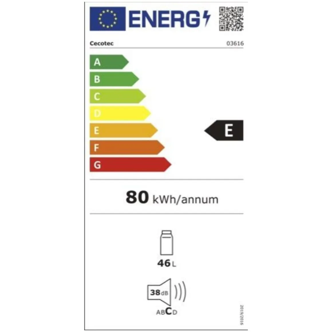 Minibar Cecotec GrandCooler SilentCompress 46L E blanco 48,5 cm