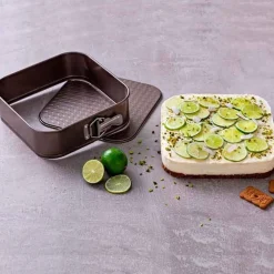 Molde cuadrado desmontable Asimetría Pyrex antiadherente inox 7x24x24 cm