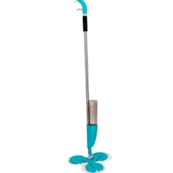 Mopa con 3 gamuzas+depósito de agua azul/inox 120 cm