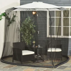 Mosquitera para sombrillas Outsunny con cremallera negro Ø3m