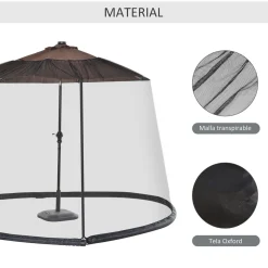 Mosquitera para sombrillas Outsunny con cremallera negro Ø3m