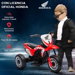 Moto eléctrica Honda CRF450RL Homcom con bocina rojo 43,5x71x40,5 cm