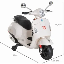 Moto eléctrica infantil con luces LED +3A blanco 75,5x50,5x102 cm