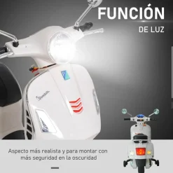 Moto eléctrica infantil con luces LED +3A blanco 75,5x50,5x102 cm