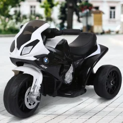 Moto eléctrica infantil Homcom licencia BMW S1000RR 3 ruedas +18 meses blanco/negro 44x66x37 cm