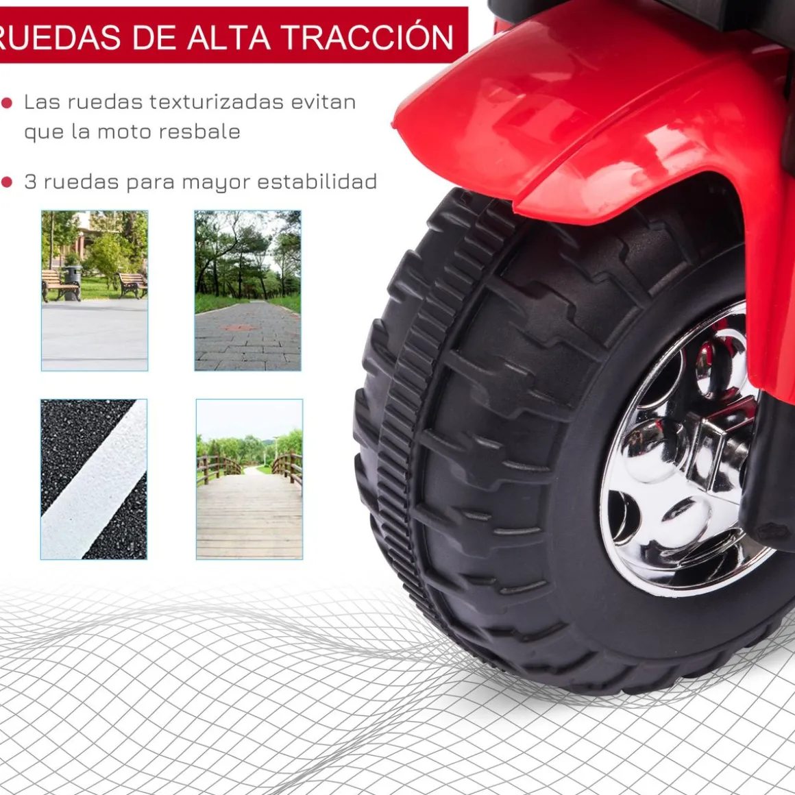 Moto eléctrica infantil Homcom 3 ruedas con bocina + faro 1-3 años 56x72x57 cm