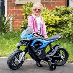 Moto eléctrica infantil Homcom con luces+música +3A azul 62,3x52,3x105 cm