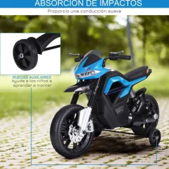Moto eléctrica infantil Homcom con luces+música +3A azul 62,3x52,3x105 cm
