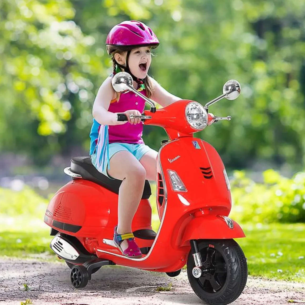 Moto Eléctrica Infantil Licencia Vespa +3A rojo 102x50,5x75,5 cm