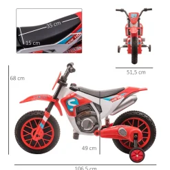 Moto eléctrica Speed Homcom con ruedines +3A 68x106,5x51,5 cm