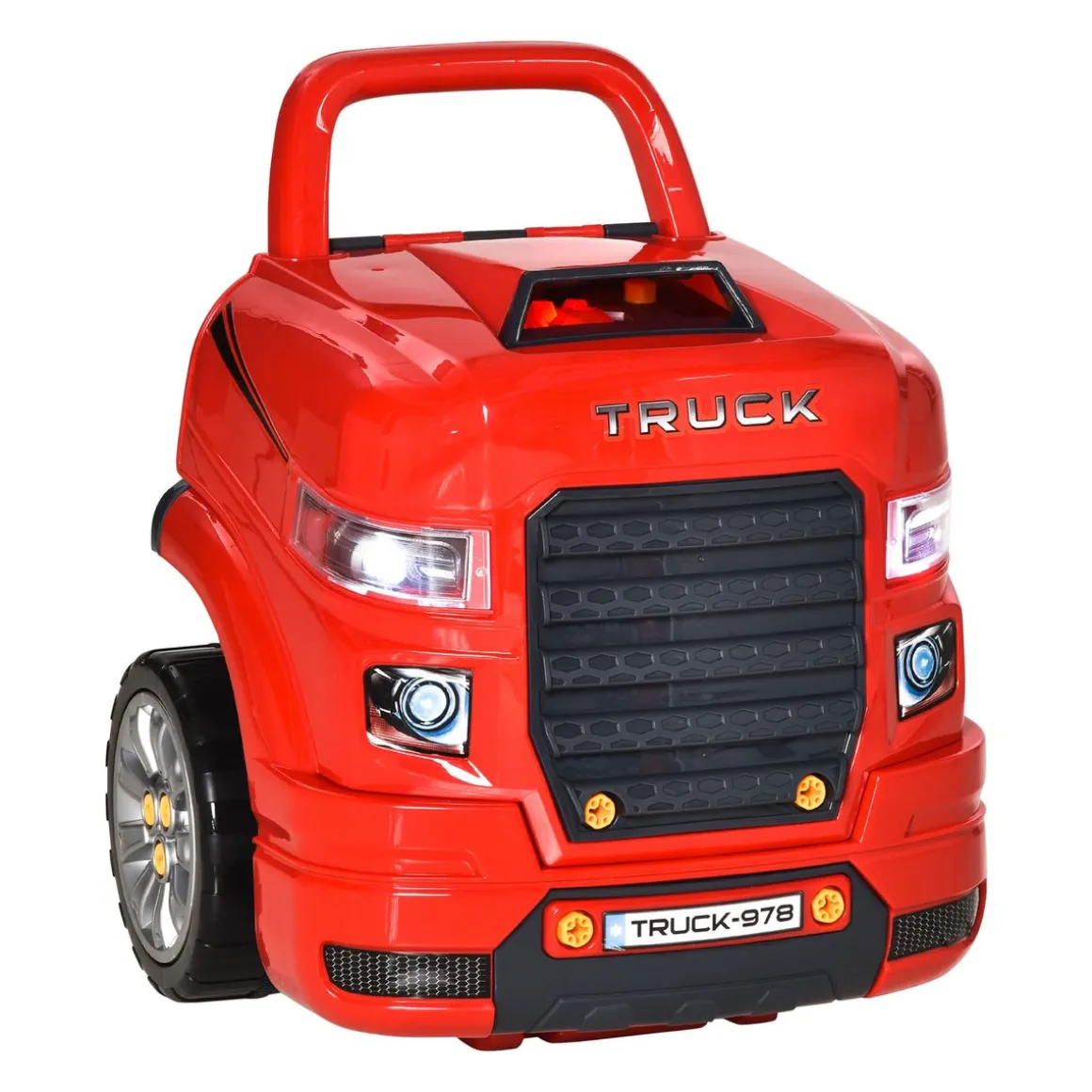 Motor de camión de juguete Homcom +3A con ruedas rojo 47x40x39 cm