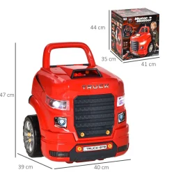 Motor de camión de juguete Homcom +3A con ruedas rojo 47x40x39 cm