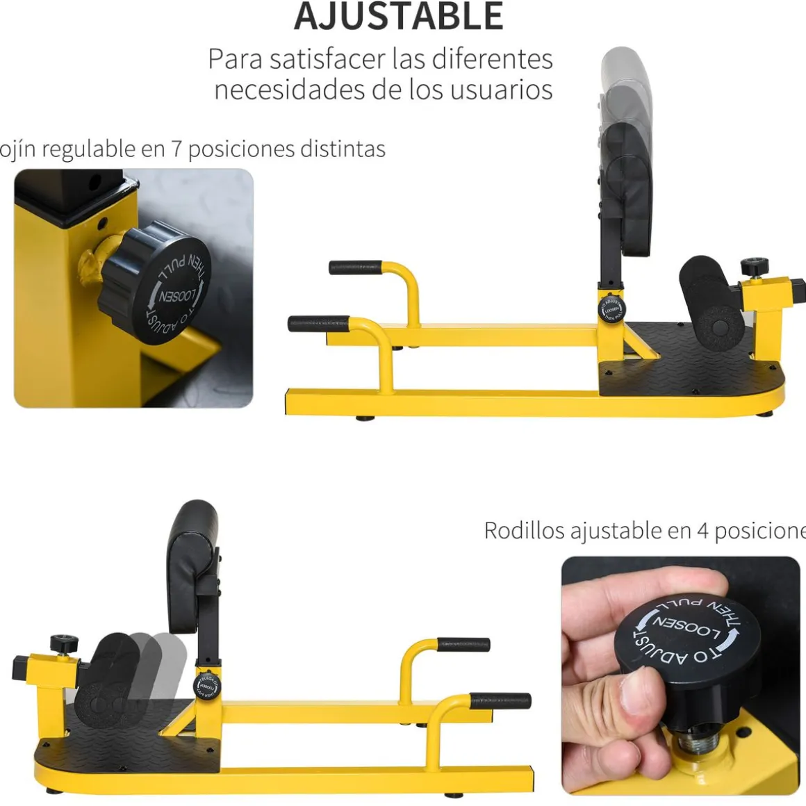 Máquina para sentadillas Lion Homcom 3 en 1 amarillo/negro 44,5-56,5x50x97 cm