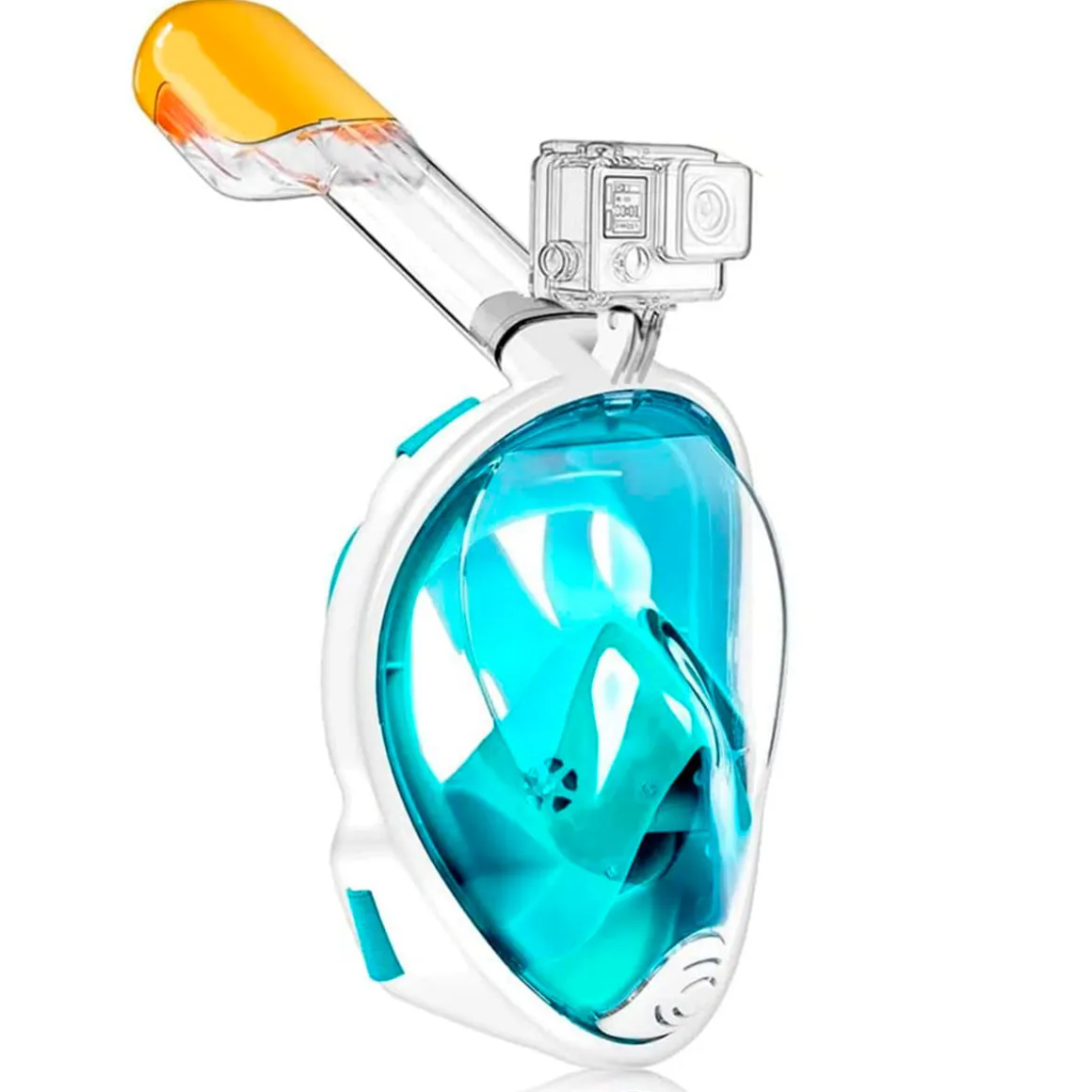 Máscara de snorkel con tubo y soporte para cámara talla S/M