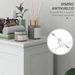 Mueble auxiliar Artemisa Homcom 2 puertas + cajón blanco 102,5x60x30 cm