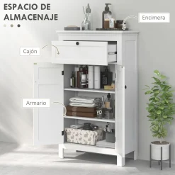 Mueble auxiliar Artemisa Homcom 2 puertas + cajón blanco 102,5x60x30 cm
