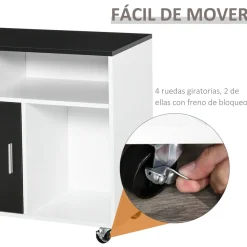 Mueble auxiliar Bhil Homcom 3 compartimentos + 2 cajones + armario negro/blanco 65x100x35 cm