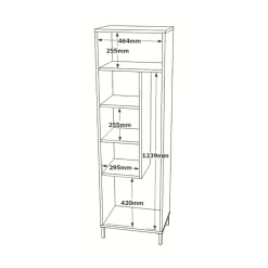 Mueble auxiliar Catorce 4 compartimentos y 2 puertas blanco 165x50,4x35,7 cm