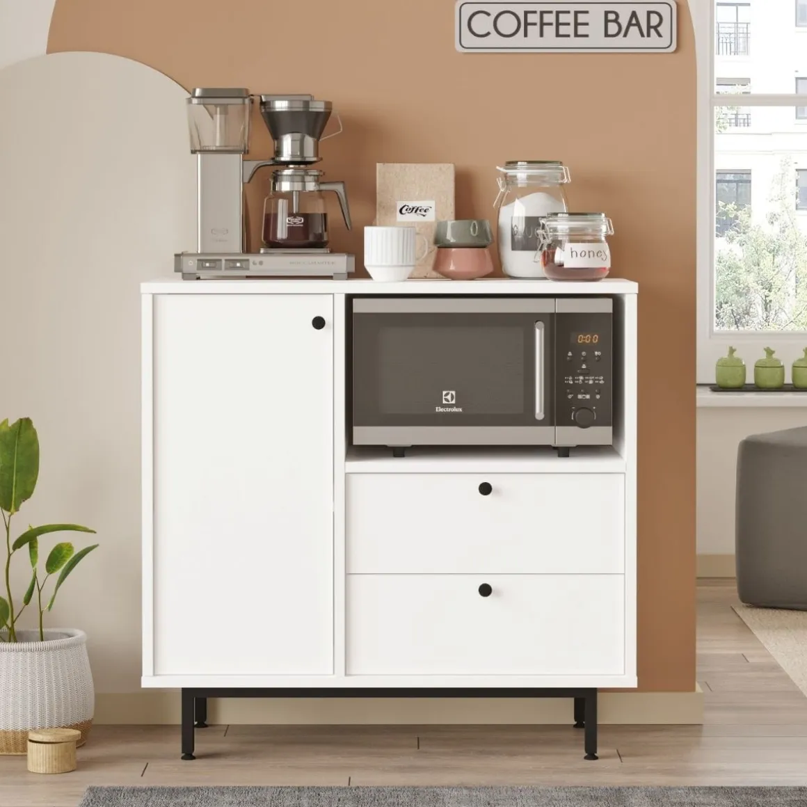 Mueble auxiliar Colima 1 puerta y 2 cajones blanco 85x88x35,5 cm
