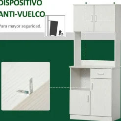 Mueble auxiliar de cocina Homcom 3 armarios+1 cajón blanco 178x71x41 cm