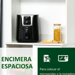 Mueble auxiliar de cocina Homcom 3 armarios+1 cajón blanco 178x71x41 cm