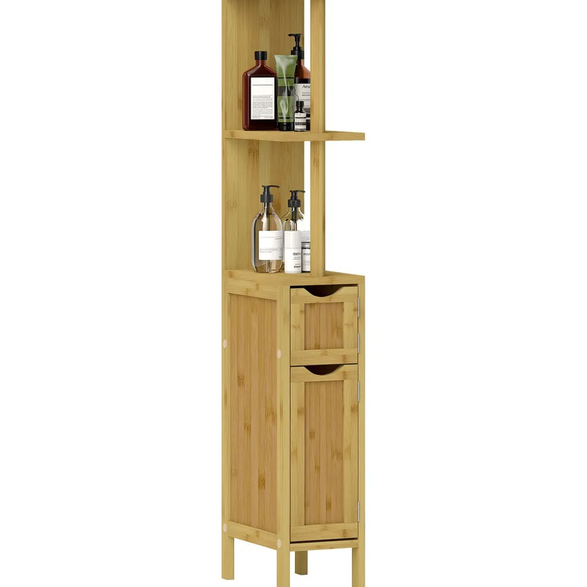 Mueble auxiliar Dhea Homcom 2 armarios + 2 estantes natural 120x18x30 cm