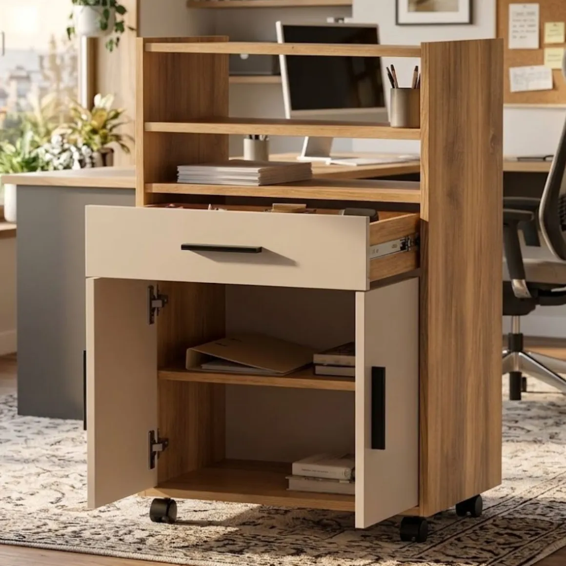 Mueble auxiliar Elba Mauvella 2 puertas + cajón blanco/natural 92x59x39,6 cm