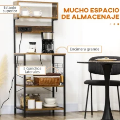 Mueble auxiliar Fyha Homcom con 2 enchufes + 2 cargadores USB marrón 153x60x42 cm