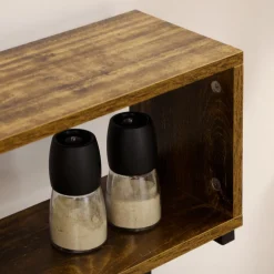Mueble auxiliar Fyha Homcom con 2 enchufes + 2 cargadores USB marrón 153x60x42 cm